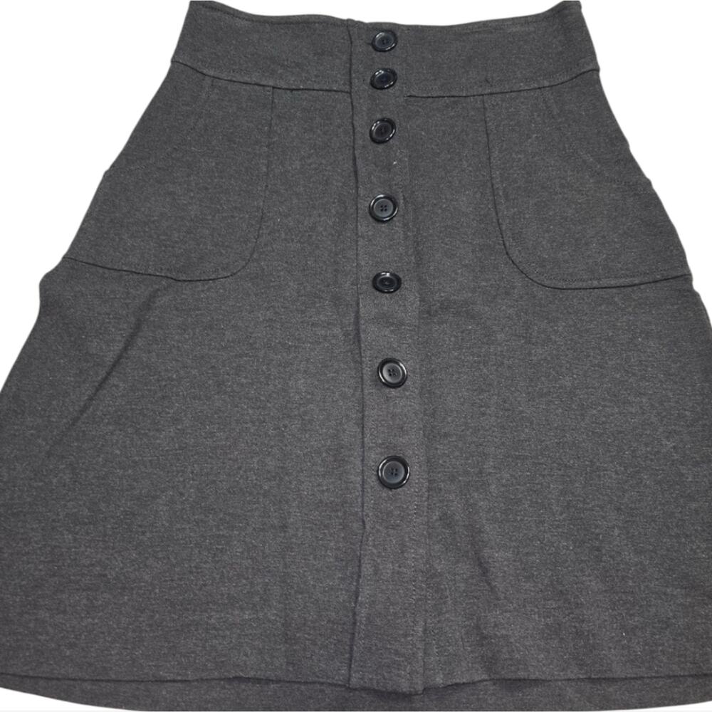 Banana Republic Womens Charcoal Gray Button Front Ponte A-Line Mini Skirt Size 6